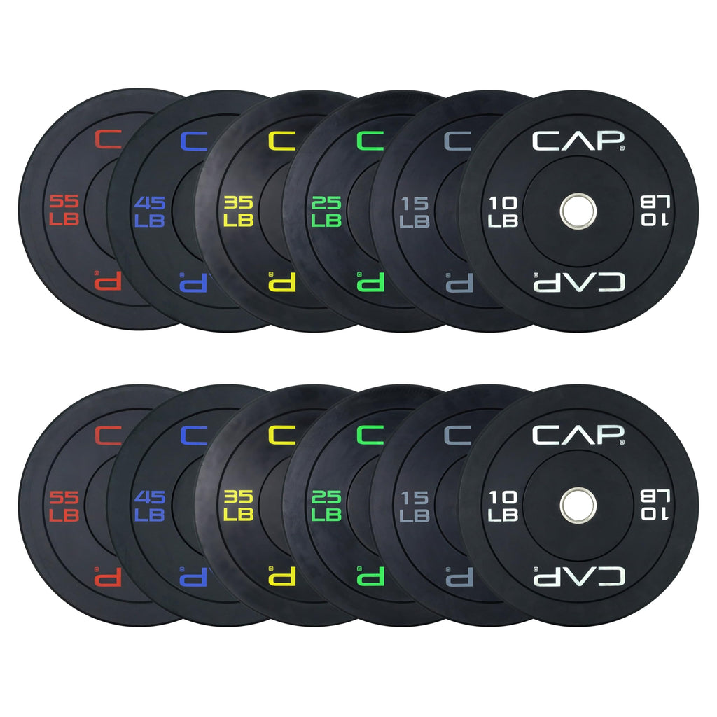 CAP 260lb Competition Olympic Bumper Plate Weight Set
