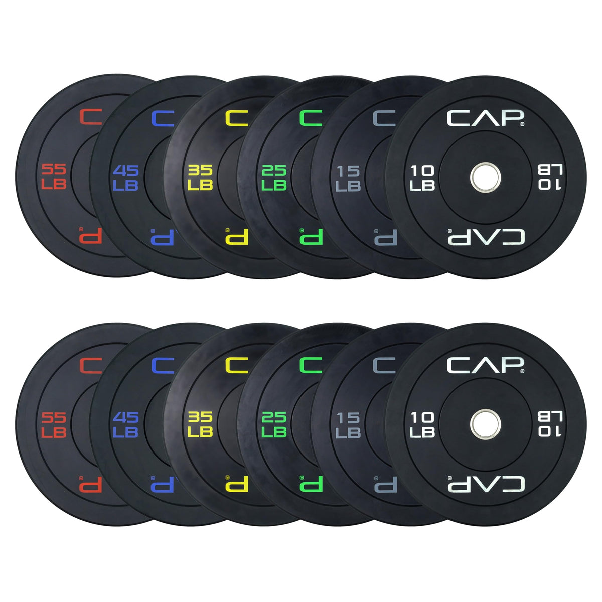 CAP 260lb Competition Olympic Bumper Plate Weight Set