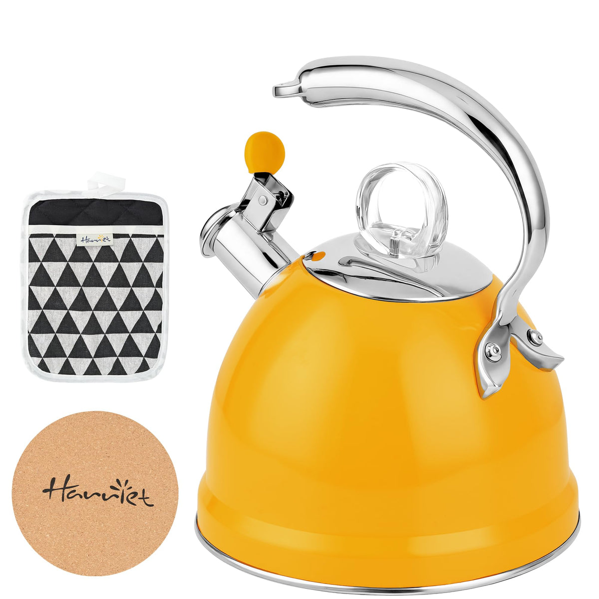 Harriet Whistling Tea Kettle for Stove Top, 2.5 QT Food-Grade Steel Teapot