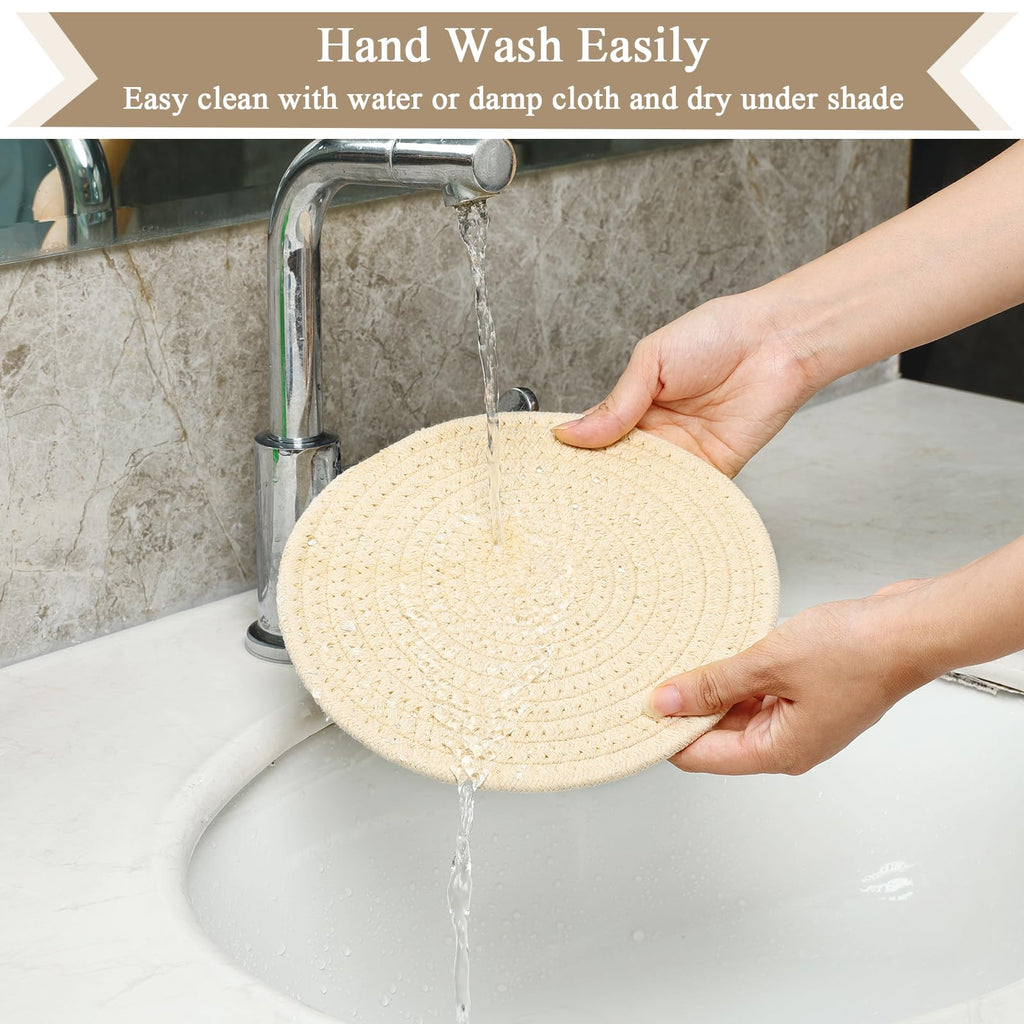 SHACOS 10 Inches Trivets for Hot Dishes, 4 Pieces Cotton Trivets Mats