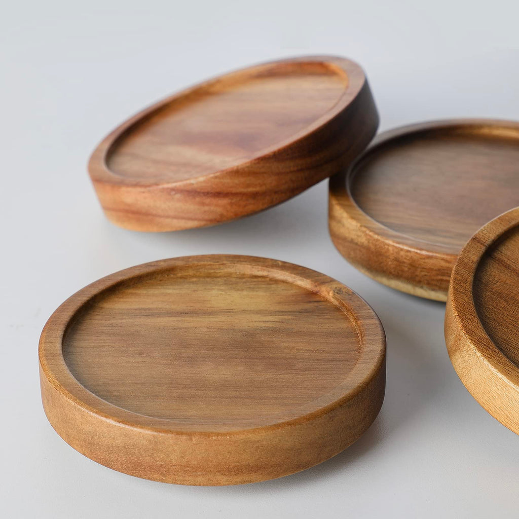 Homtop 15 OZ Glass Jars with Airtight Acacia Wood Lids, 4 PCS