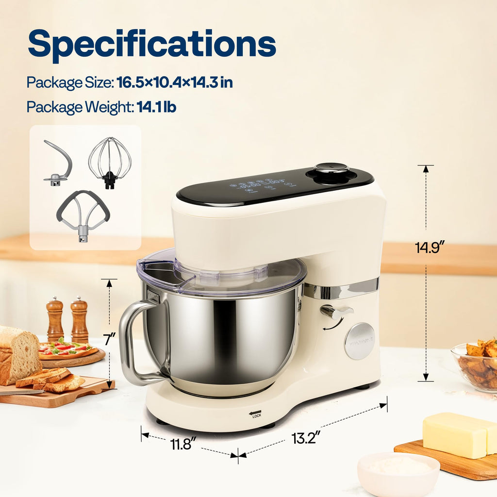 VIVOHOME Stand Mixer with Dough Proofing, 6-Quart Tilt-Head Mixer, White