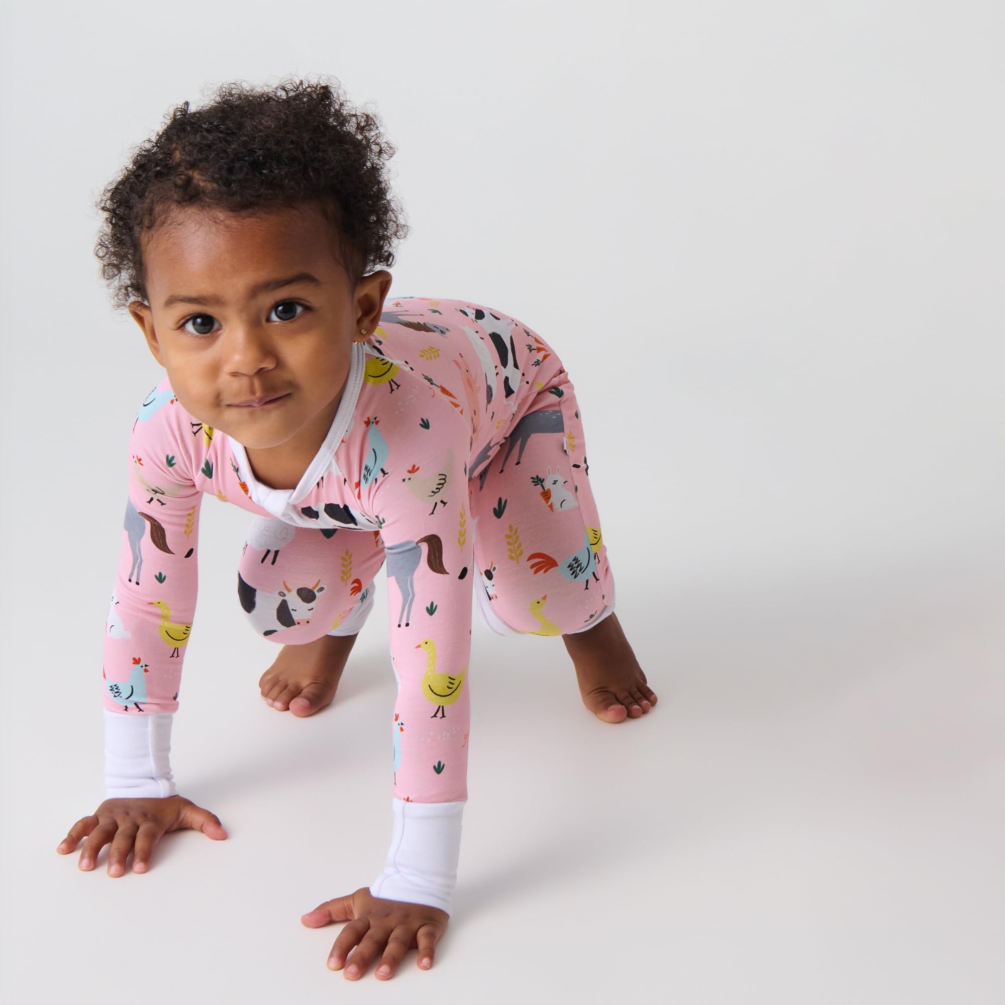 Little Sleepies Baby Pajamas, Pink Farm Animals, Newborn