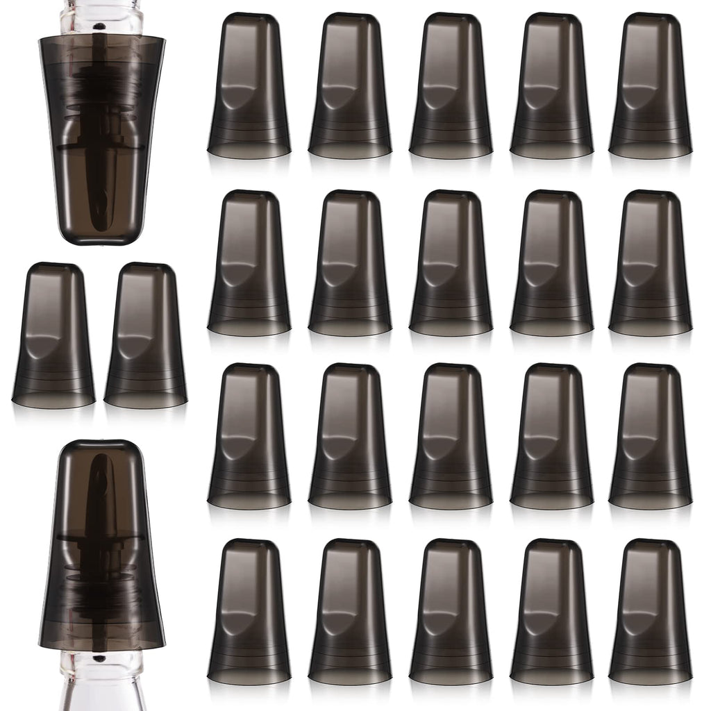 Chengu 24 Pieces Liquor Bottle Covers Pour Spout Covers Bar Toppers for Bottles Universal Pour Dispenser Dust Translucent Silicone Rubber Spout Caps for Bar Home Kitchen Tools Supplies (Black)