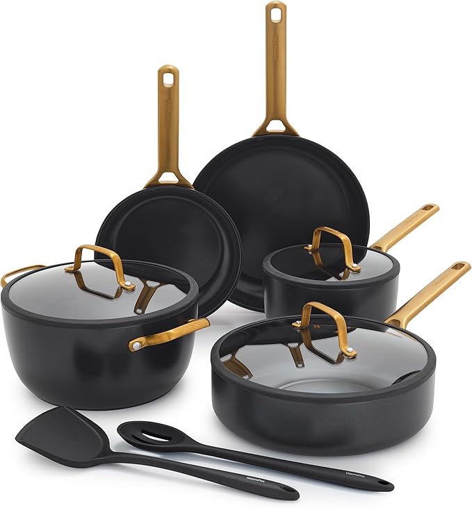 GreenPan Nonstick Reserve Pro 10 Piece Cookware Set, NSF Certified Ceramic, Hard Anodized PFAS-Free Pots & Pans Set with Lids, Stainless Steel Handles, Oven & Dishwasher Safe
