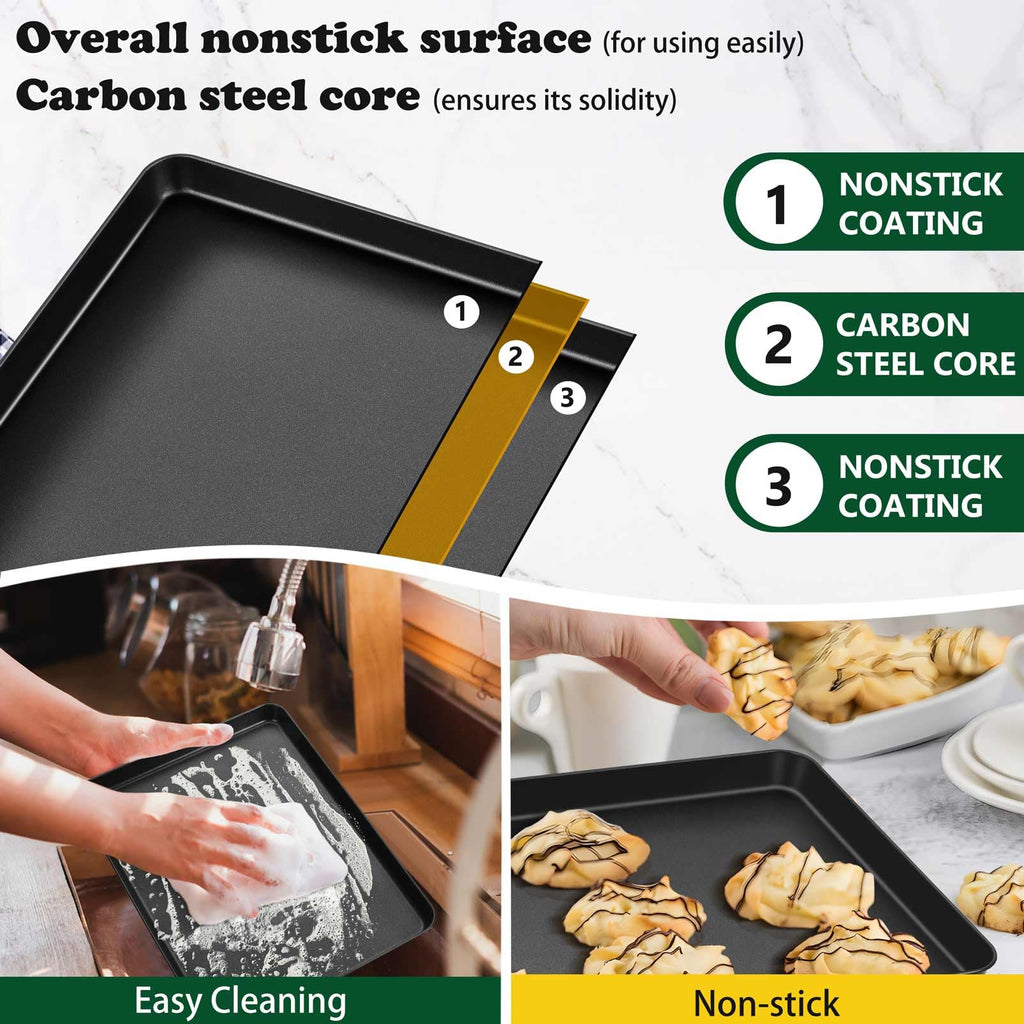 P&P CHEF Baking Cookie Sheet Pan, Carbon Steel Oven Tray, 12.4 Inch & 1PC