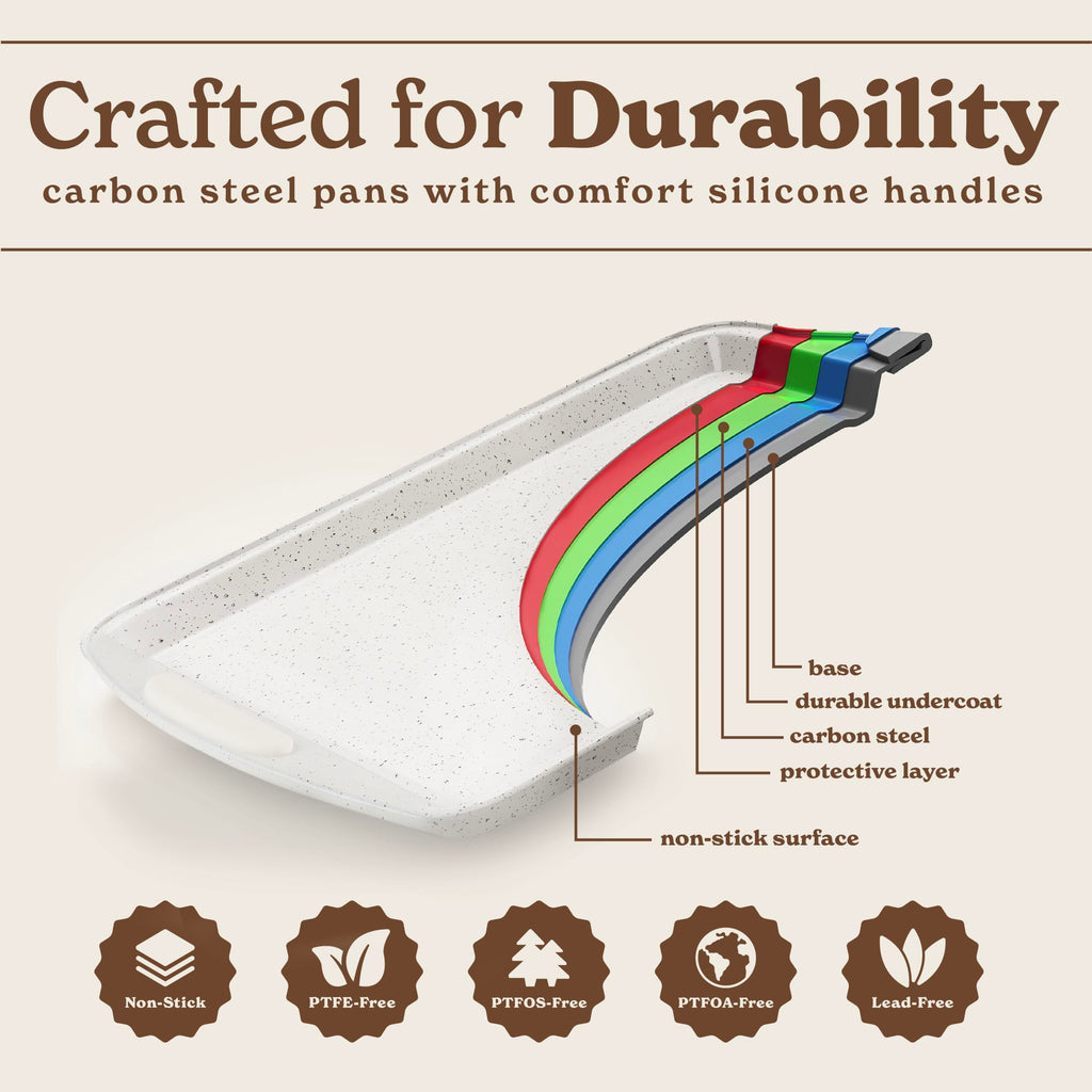 Country Kitchen Nonstick Stackable Bakeware Set - Durable, Easy Release Baking Set, Cream, 14 Pcs