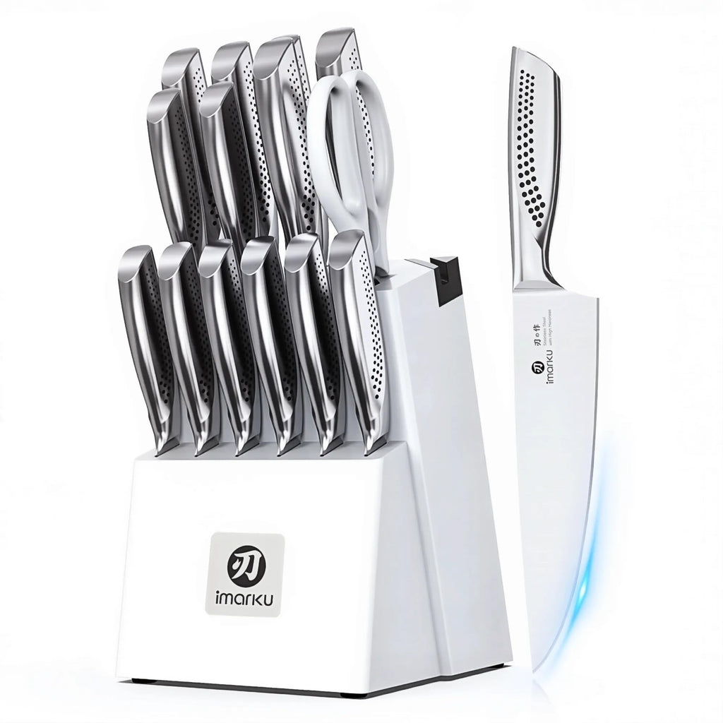 imarku 14-Piece Kitchen Knife Set, High-Carbon Stainless Steel,Pink