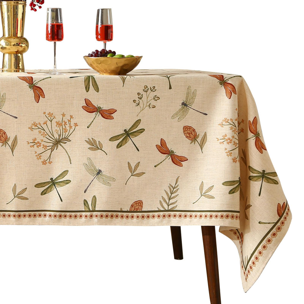 ISAENNE Designer Rectangular Elegant Linen Tablecloth,110"x63"-Grace B