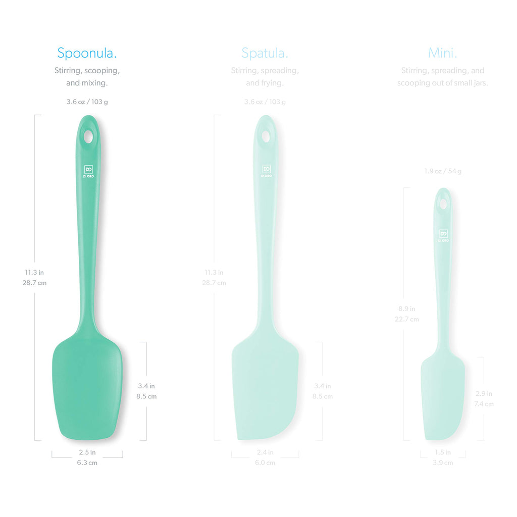 DI ORO Silicone Spoonula - Spoon Spatula, 600F Heat Resistant, Mint