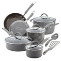 Rachael Ray Cucina Nonstick Cookware, Pumpkin Orange Pots and Pans Set, 12-Piece