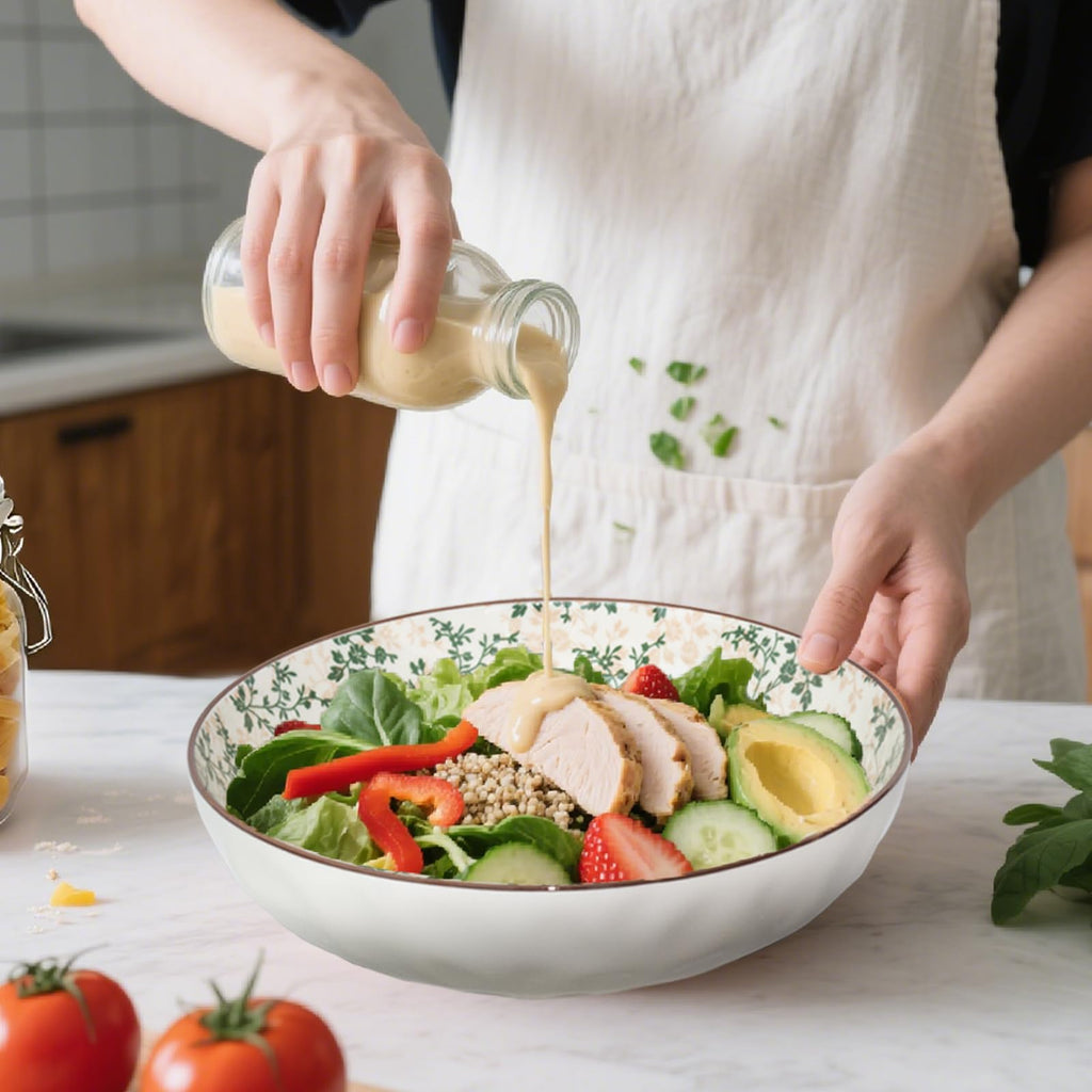 Ronanemon Large Serving Bowls, 78Oz Extra Large Salad Bowls Set of 2, Green Floral Pattern Design Decorative Bowls for Salad, Fruit, Pasta and Dinner, Serving Dishes Set for Party (Green Floral of 2)