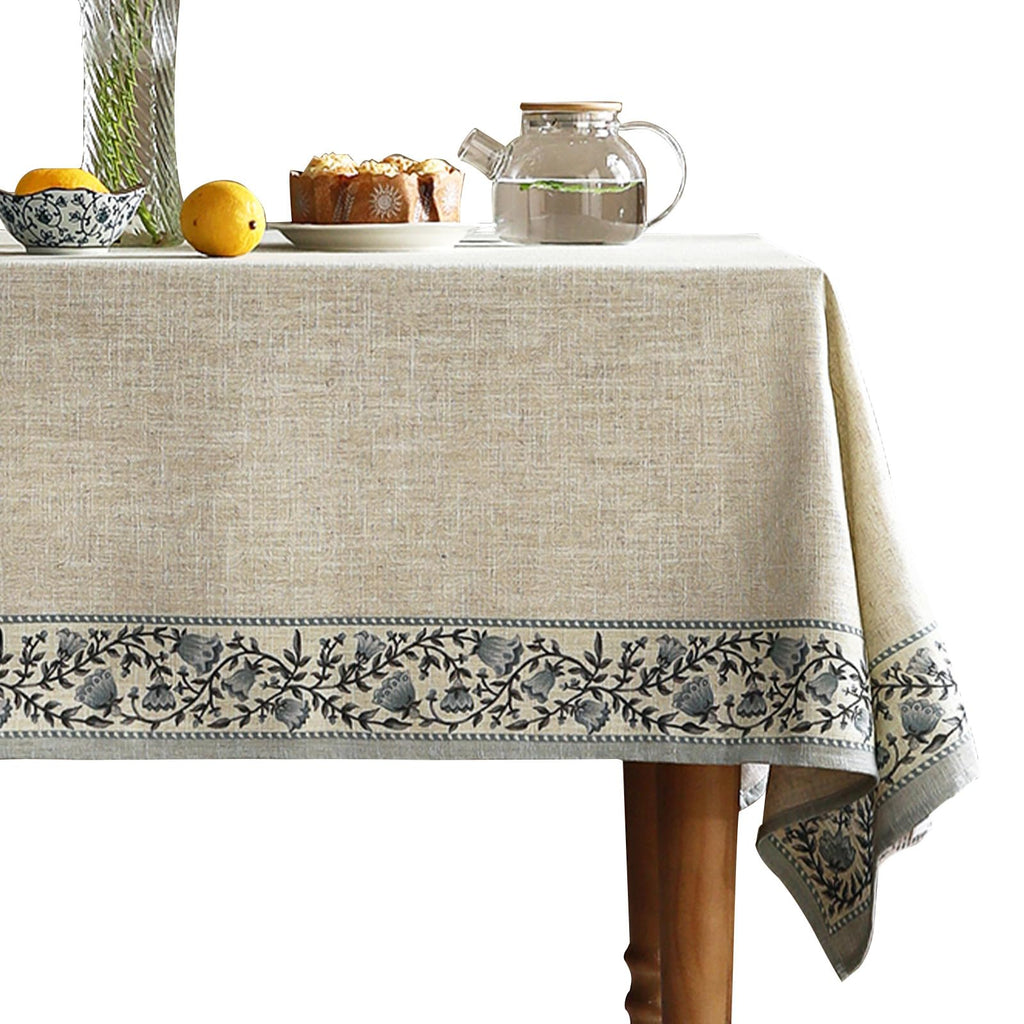 ISAENNE Designer Linen Large Square Tablecloth,67"x67"-Segerman B