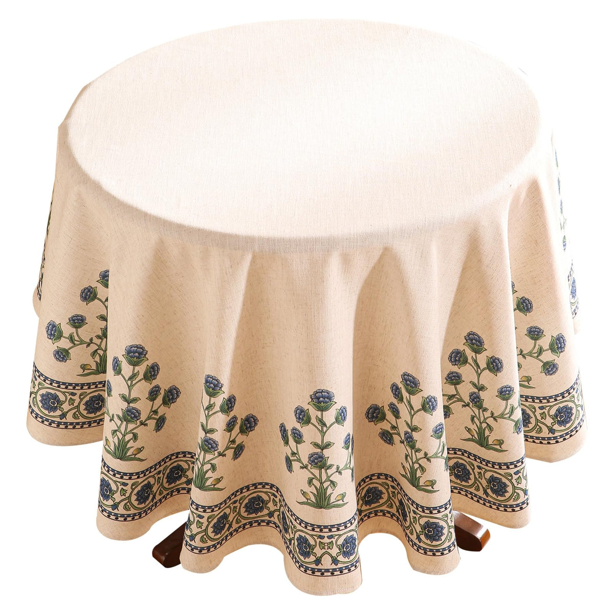 patdrea Vintage French Linen Tablecloth,Round,Diameter 55"-Wensel