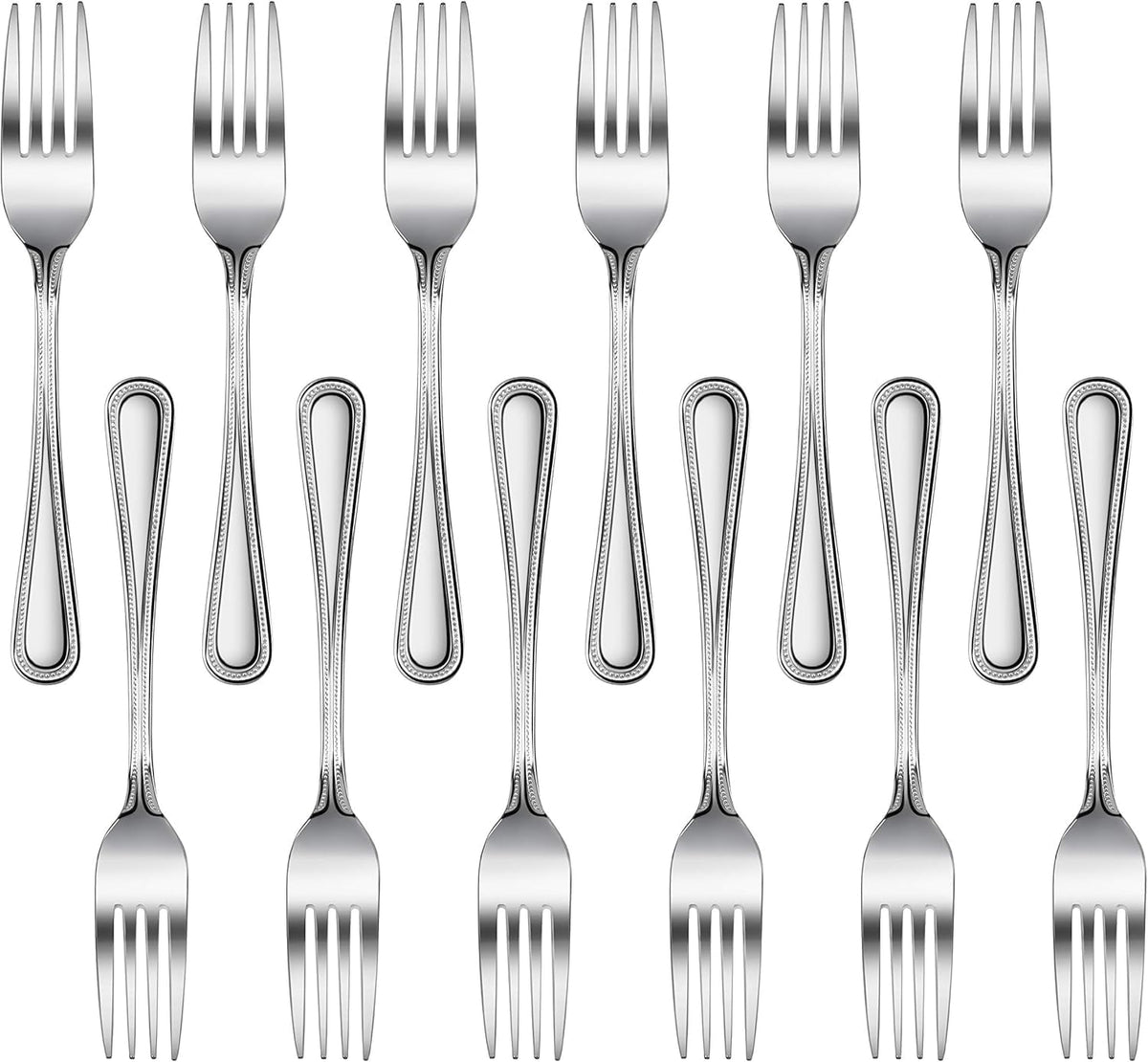 New Star Foodservice Bead Pattern 18/0 Stainless Steel Dinner/Dessert Spoon, 7.6-Inch, Set of 12, Commercial Grade