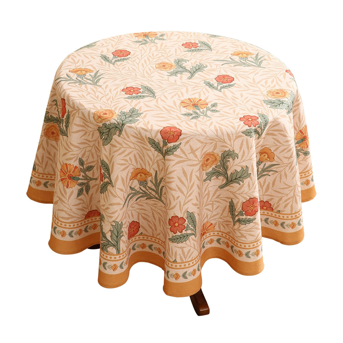 patdrea Vintage French Linen Tablecloth,Round,Diameter 55"-Wensel