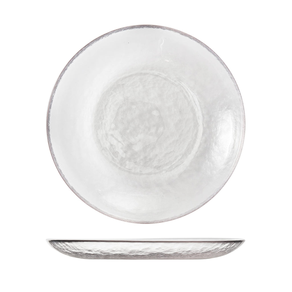 FORTESSA Los Cabos Tableware, 16-Piece Glass Dinnerware Set with 4 Dinner Plates, 4 Salad Plates, 4 Coupe Bowls and 4 Cereal Bowls, Dishwasher-Safe Glass Plate Set, Pink