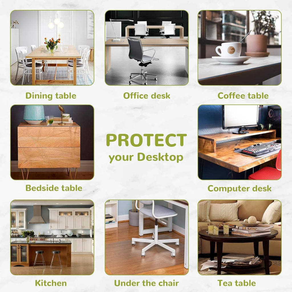 Eisdroma 38" x 70" Clear Table Cover Protector, Waterproof & Durable, Rectangular Plastic Tablecloth for Dining Room, Kitchen, Office