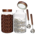 Patoper Airtight Glass Jars with Wooden Lid Glass Spice Jar Round Glass Storage Canister for Pantry Sugar Tea Coffee Bean Nuts Cookies Bath Salts (900ML*2PACK)