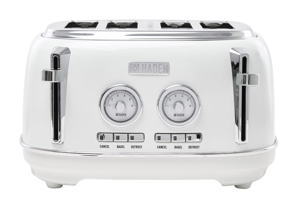 Haden Dorset 4 Slice Wide Slot Stainless Steel Toaster with Adjustable Browning Control & Non-Slip Feet, Black & Copper
