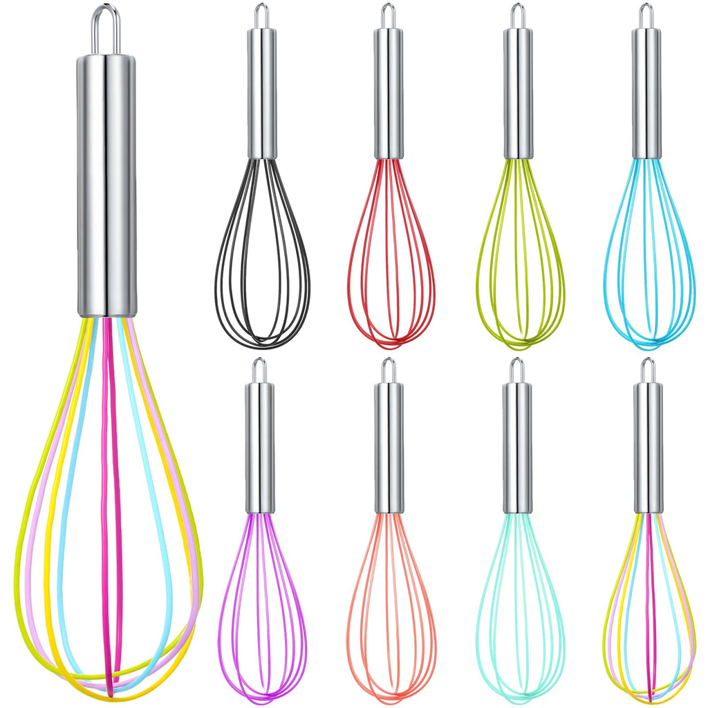 Domensi 24 Pcs Whisks Bulk 10 Inch Silicone Egg Beater Cooking Party Favors