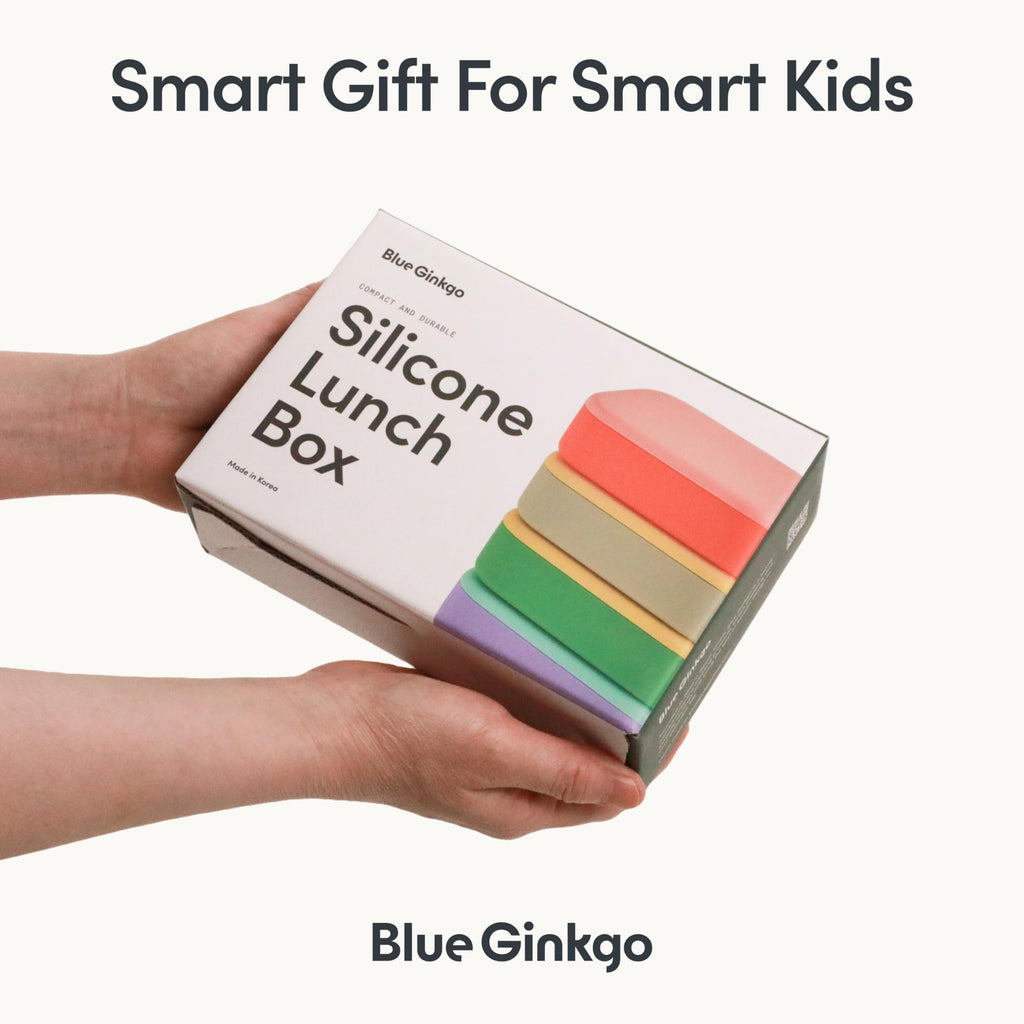 BLUE GINKGO Bento-Style Silicone Lunch Box Set, Coral, Made in Korea