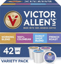 Victor Allen's Coffee Variety Pack (Morning Blend, 100% Colombian, Donut Shop Blend, and French Roast), 42 Count, Single Serve Coffee Pods for Keurig K-Cup Brewers