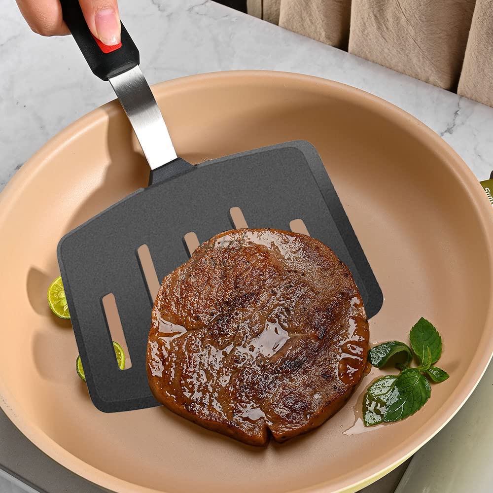 Tenta tenta kitchen Silicone Fish Spatula Turner Wide Pancake Spatulas for Nonstick Cookware Pans Omelette Egg Spatula 600°F Heat-Resistant Kitchen Silicone Utensils