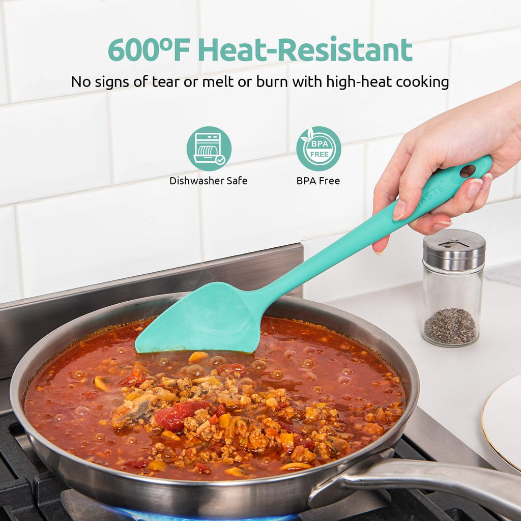 U-Taste Silicone Spoon Spatula Set of 3, 600°F High Heat Temp, Aqua Sky