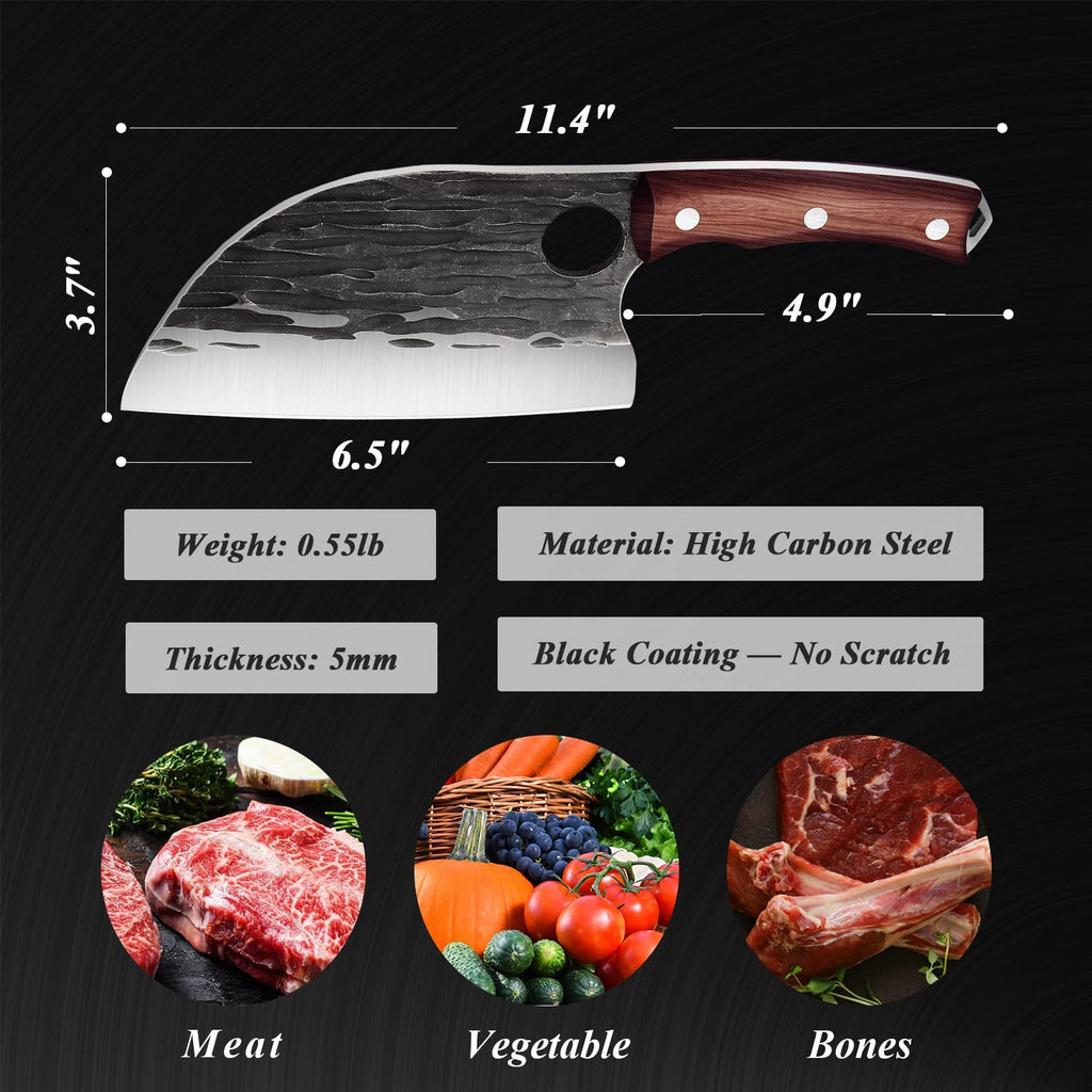 ROCOCO Butcher Cleaver Knife Set - 3PCS Serbian Chef Viking Boning Knife