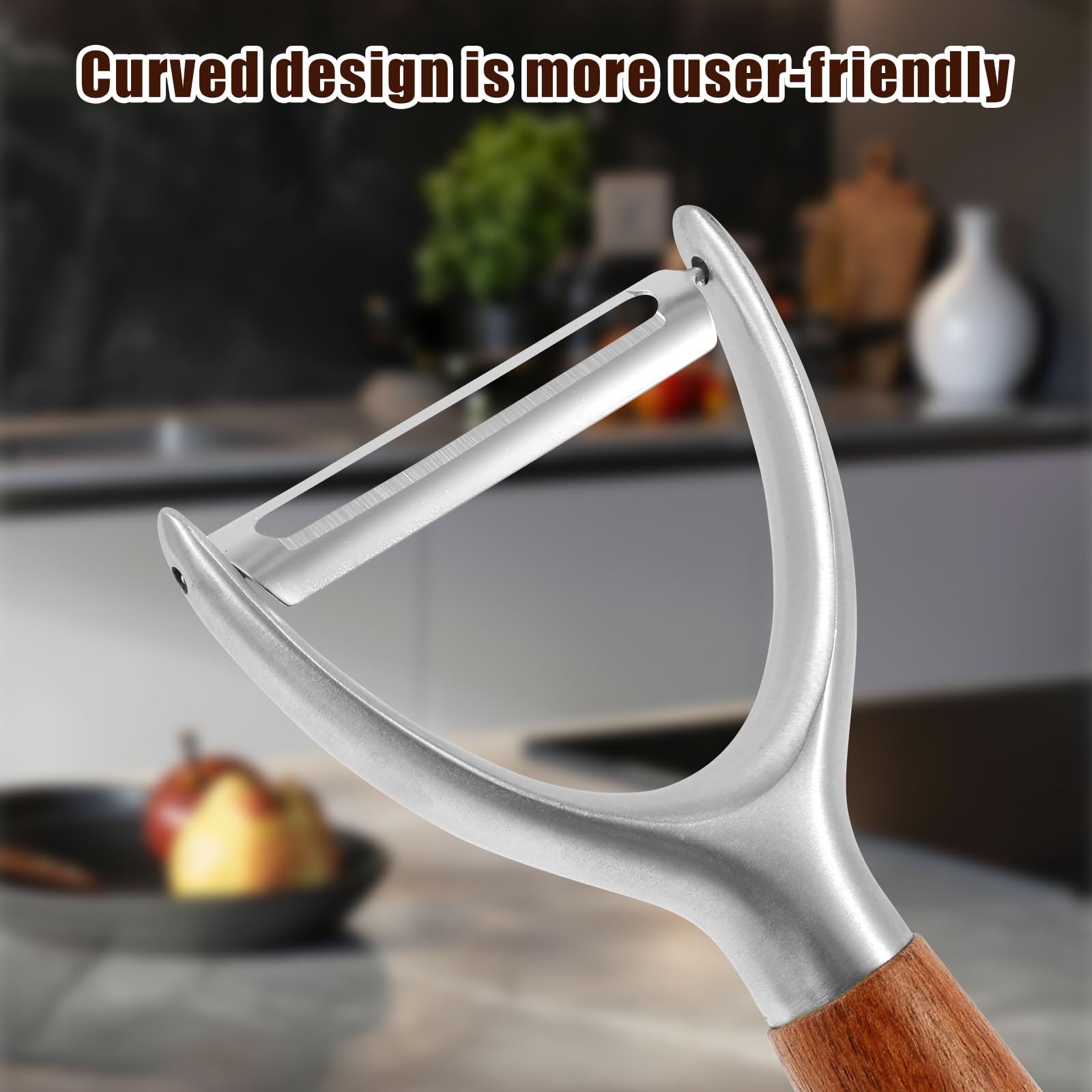 5Pc Kitchen Ultra Vegetable Peeler,Easy To Use Y-Peeler With All Wood Handle,Rotatable Blade,10 Year Rust Free Stainless Steel,Anti Slip Ergonomic Design,Suitable For Carrots, Fruits,Vegetables