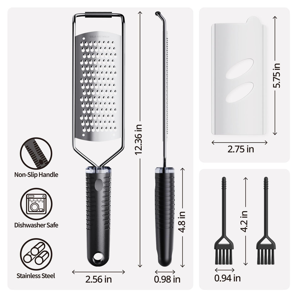Cheese Grater with Non-Slip Handle, L12" X W2.5", Coarse Grater