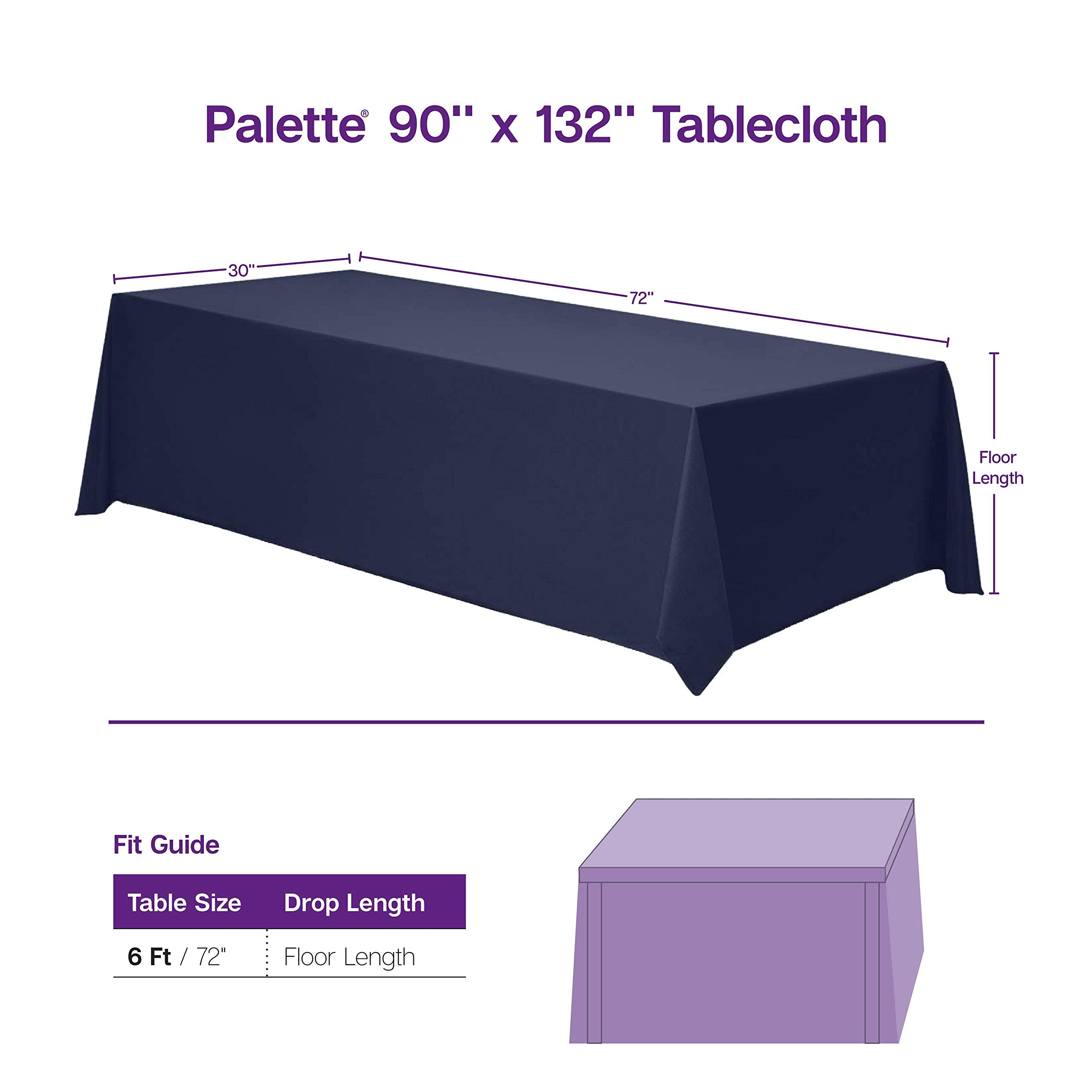 Gee Di Moda Rectangle Tablecloth - 90 x 132 Inch White Table Cloth for 6 Foot Tables with Floor-Length Drop - Heavy Duty Washable Fabric for Holiday Party, Dinner, Weddings & Baby Shower