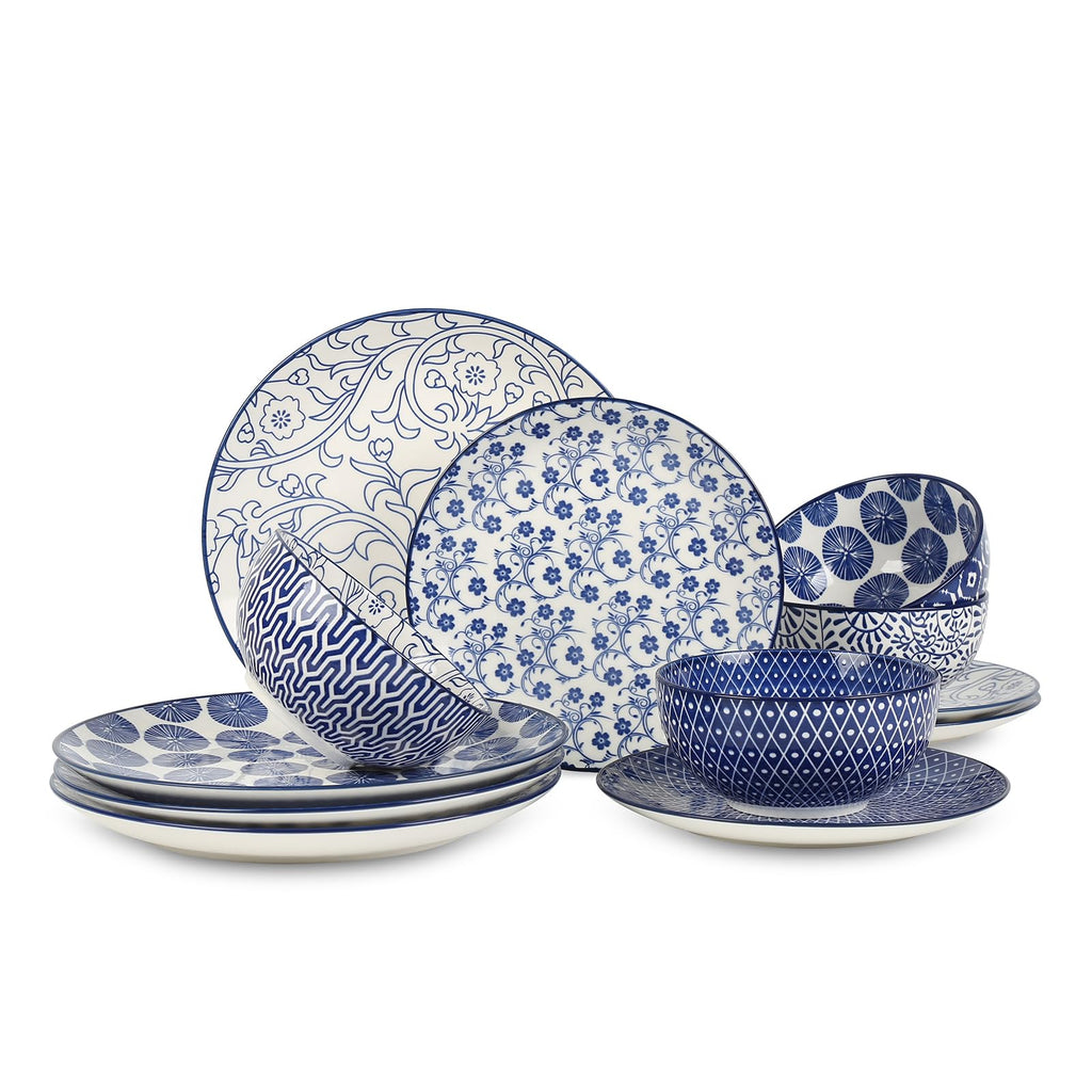Selamica Ceramic Dinnerware Sets for 4, 16 Pieces Plates and Bowls Sets, Dishes set for 4-Chip and Scratch Resistant, Dishwasher&Microwave Safe, Assorted Colors