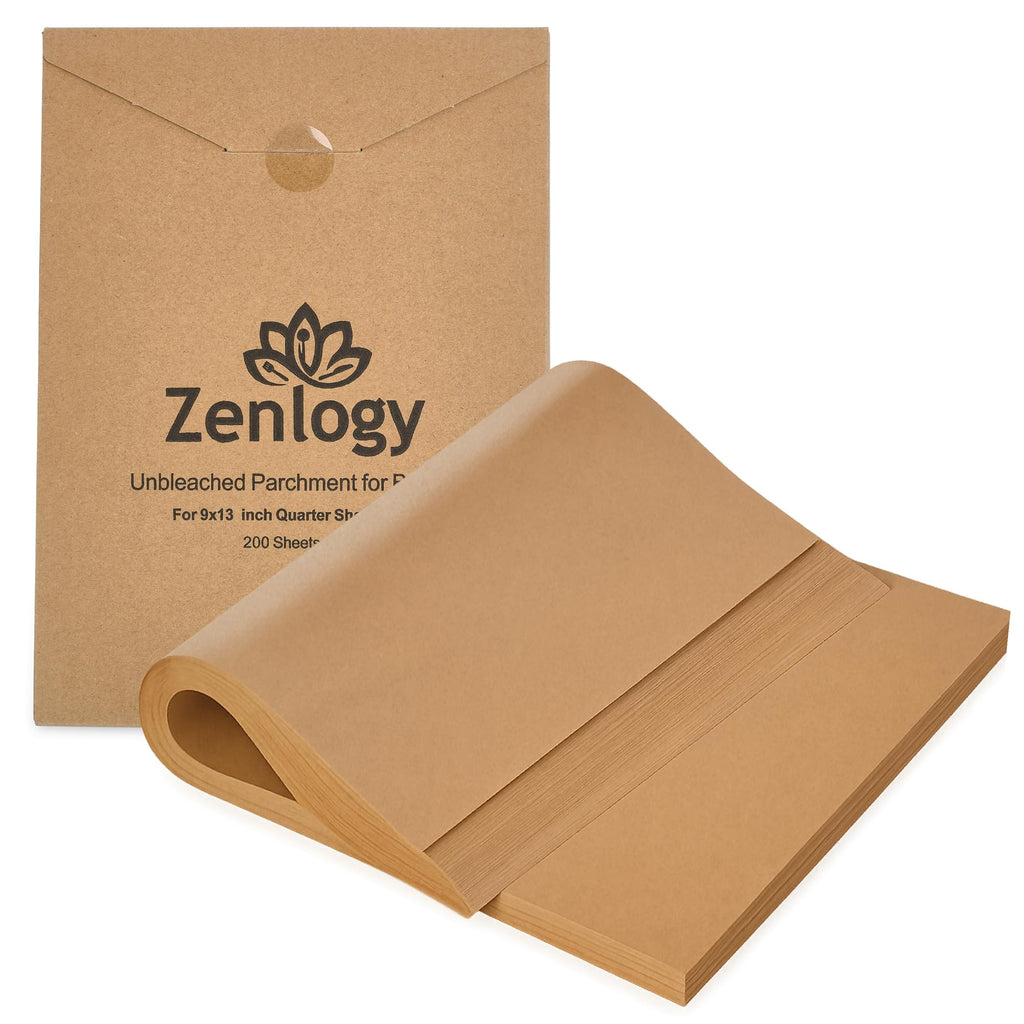 Zenlogy 9x13 Parchment Paper, 100 Sheets, Pre-Cut, Baking & Roasting