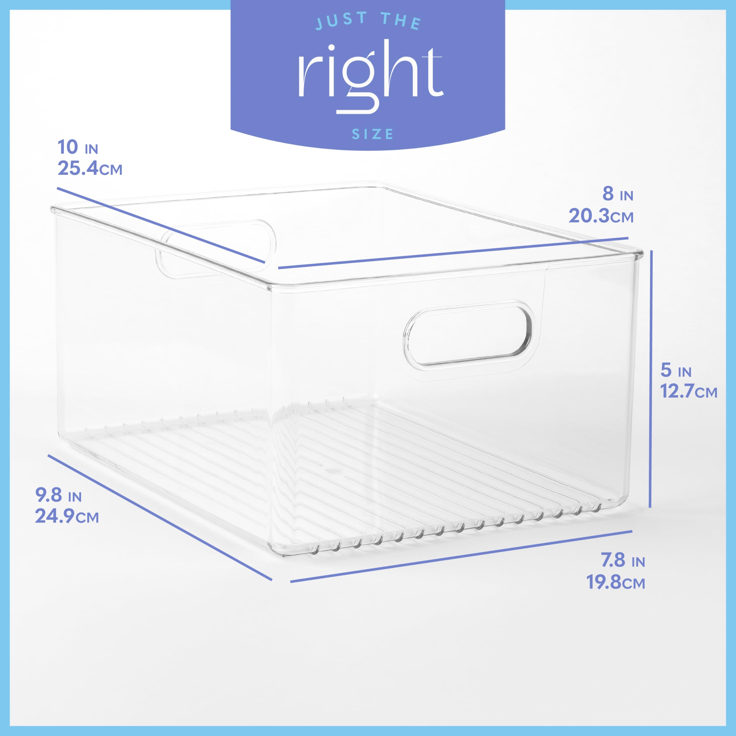 primebox 2 Pack Clear Plastic Organizer Bins with Handles for Home Organization. Storage Containers for Organizing Fridge, Freezer, Cabinet. Pantry, Great for Kitchen, Garage, Laundry Room. 10"x8"x5"
