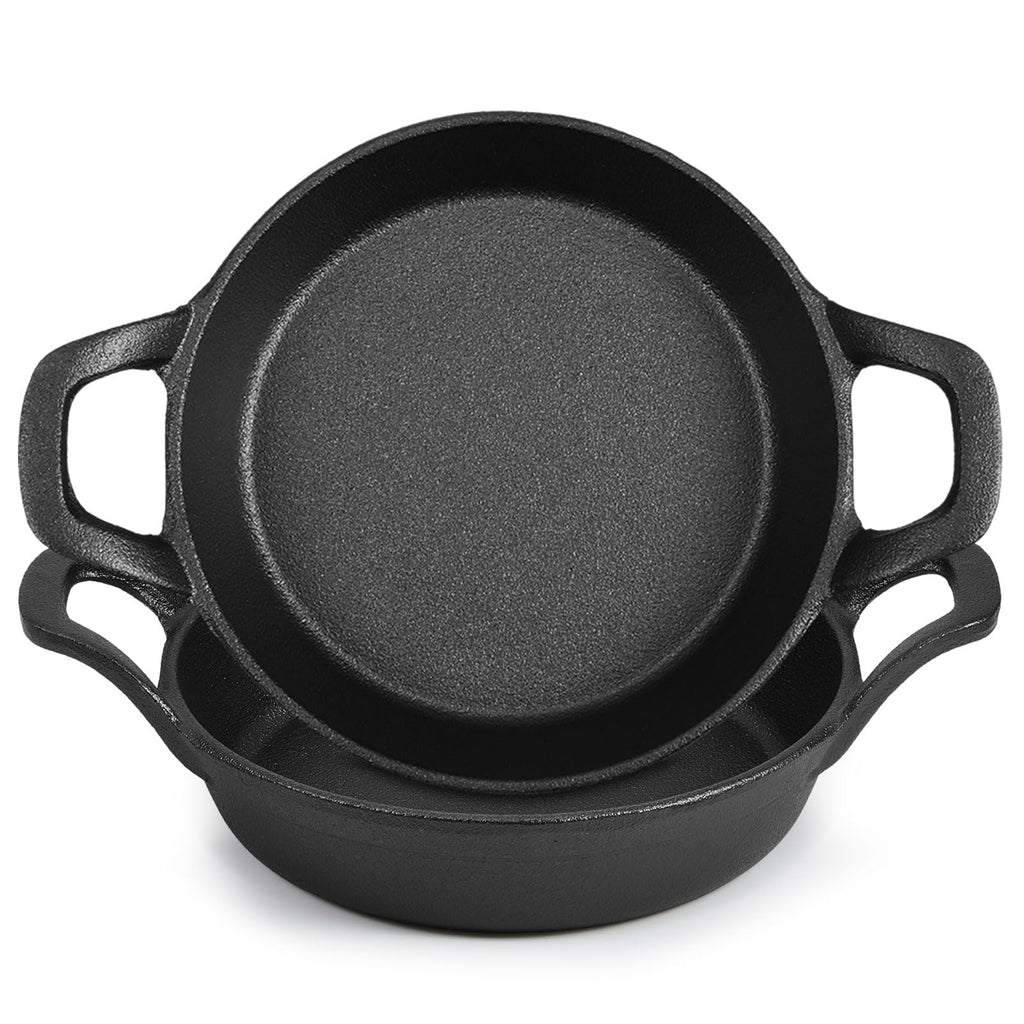 Ziliny 6 Pack Mini Cast Iron Skillets 6.3 x 6.3 x 1.5 Inch Pan Ramekin Set