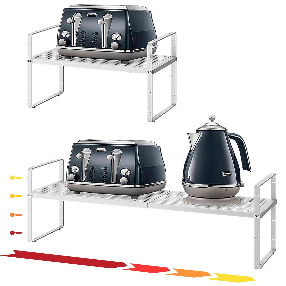 taiheis 16.5~27.1" Expandable Shelf，2Pack 8.1" Wide Adjustable Height Cabinet Shelves，Black