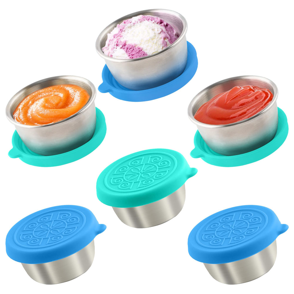 Qukaka 1.6 oz Stainless Steel Salad Dressing Containers with Lids, 6 Pack