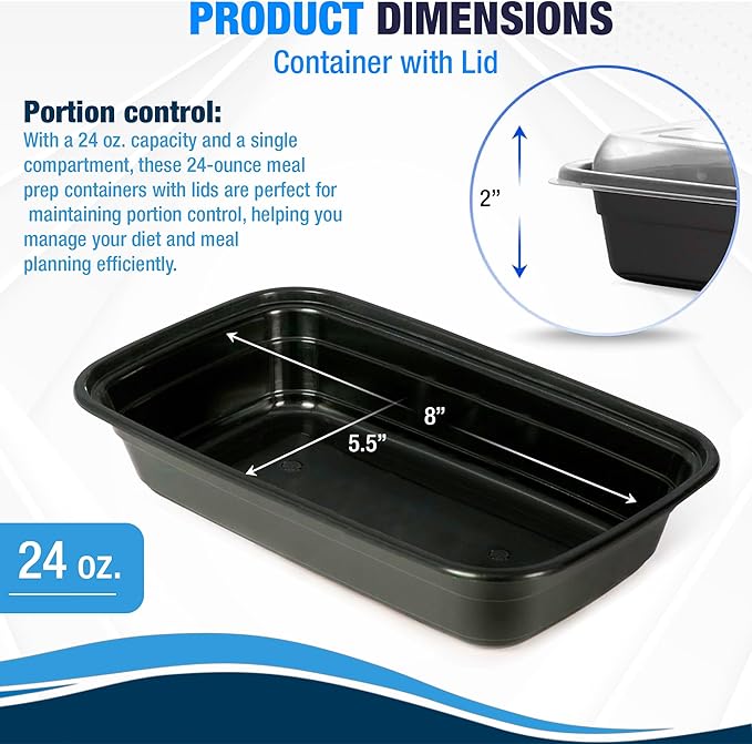 Ruthy's Outlet Meal Prep Containers W/Lids -Square Food Storage – BPA-Free| Stackable | Microwave | Freezer & Dishwasher Safe | Reusable Lunch Bento Box Portion Control & Planning (15 Pack, 16 oz)