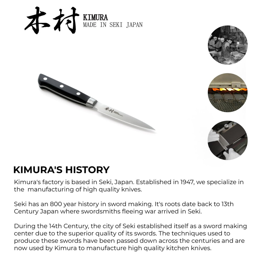 Kimura Paring Knife, [Made in Japan], 3.5 inch Professional Chef Knife, Ultra Sharp High Carbon Molybdenum Stainless Steel Kitchen Knives, Chefs Knife with Ergonomic Handle - Japanese Chef's Knife