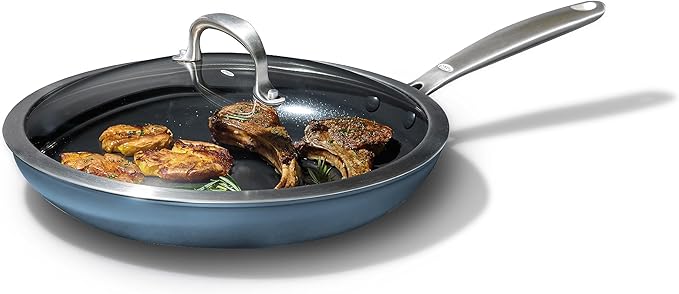 OXO Enhanced 12” Nonstick Frying Pan Skillet, Ceramic PFAS-Free Cookware, Stainless Steel Handle, Eggs & Omelets, Dishwasher & Oven Safe