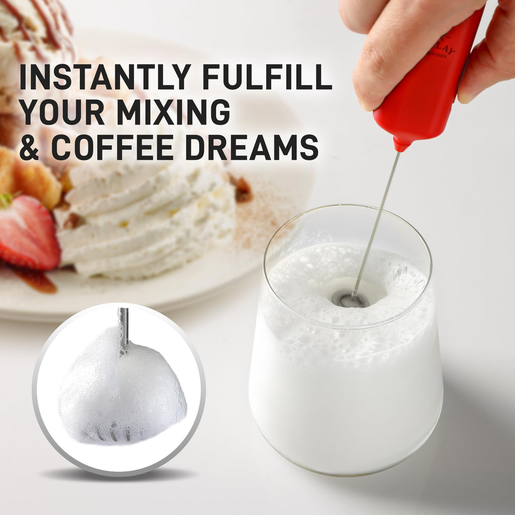Mini & Mighty Milk Frother Wand – Powerful Handheld Coffee Frother, Battery Operated Drink Mixer – Compact Pocket Size – Detachable Whisk for Latte, Cappuccino, Matcha, Hot Chocolate