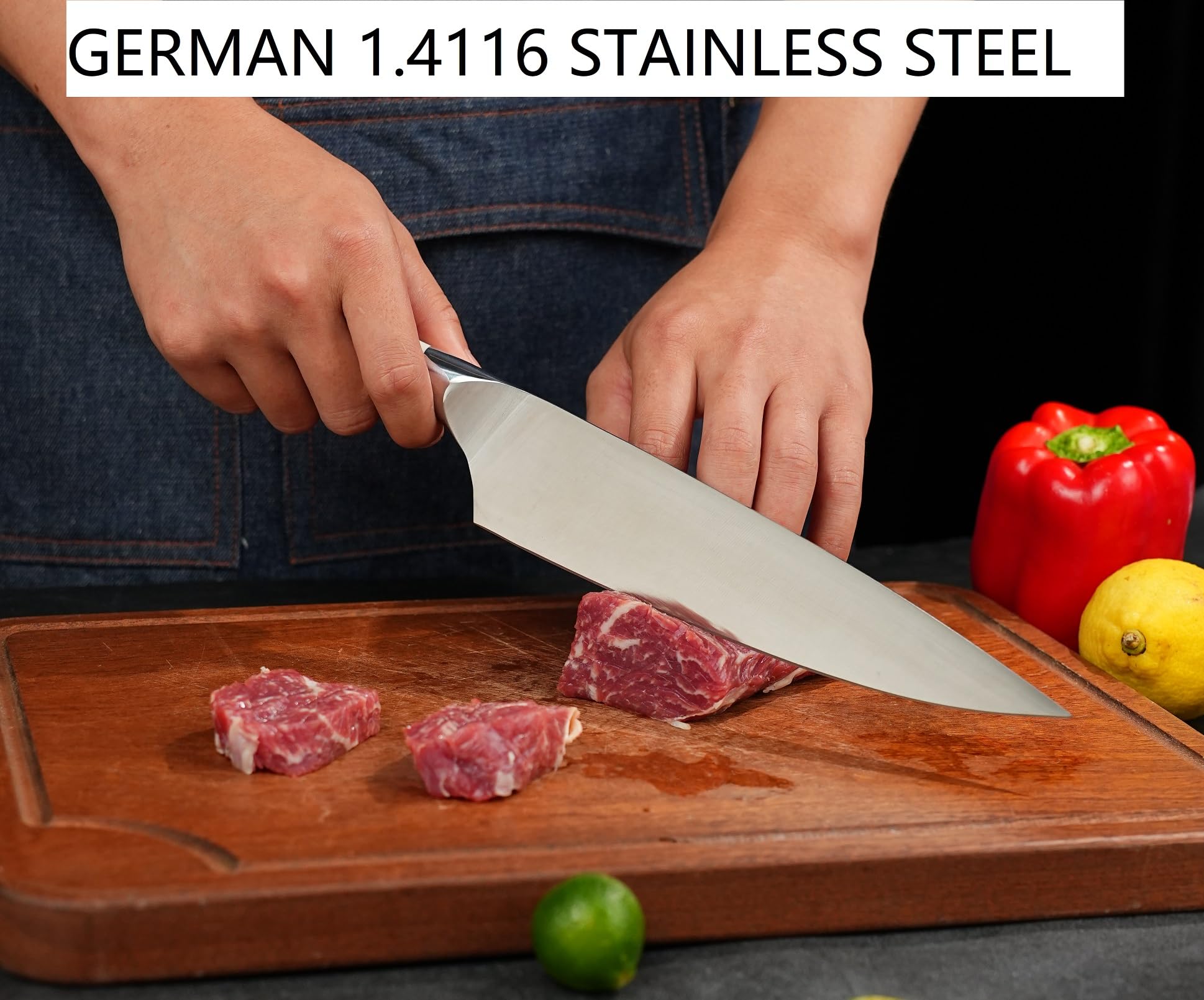 8 Inch Chef Knife – German Stainless Steel, Ivory White Handle