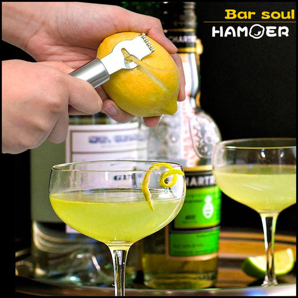 HAMOER Lemon Citrus Zester & Channel Knife 2 Tools set with a storage box