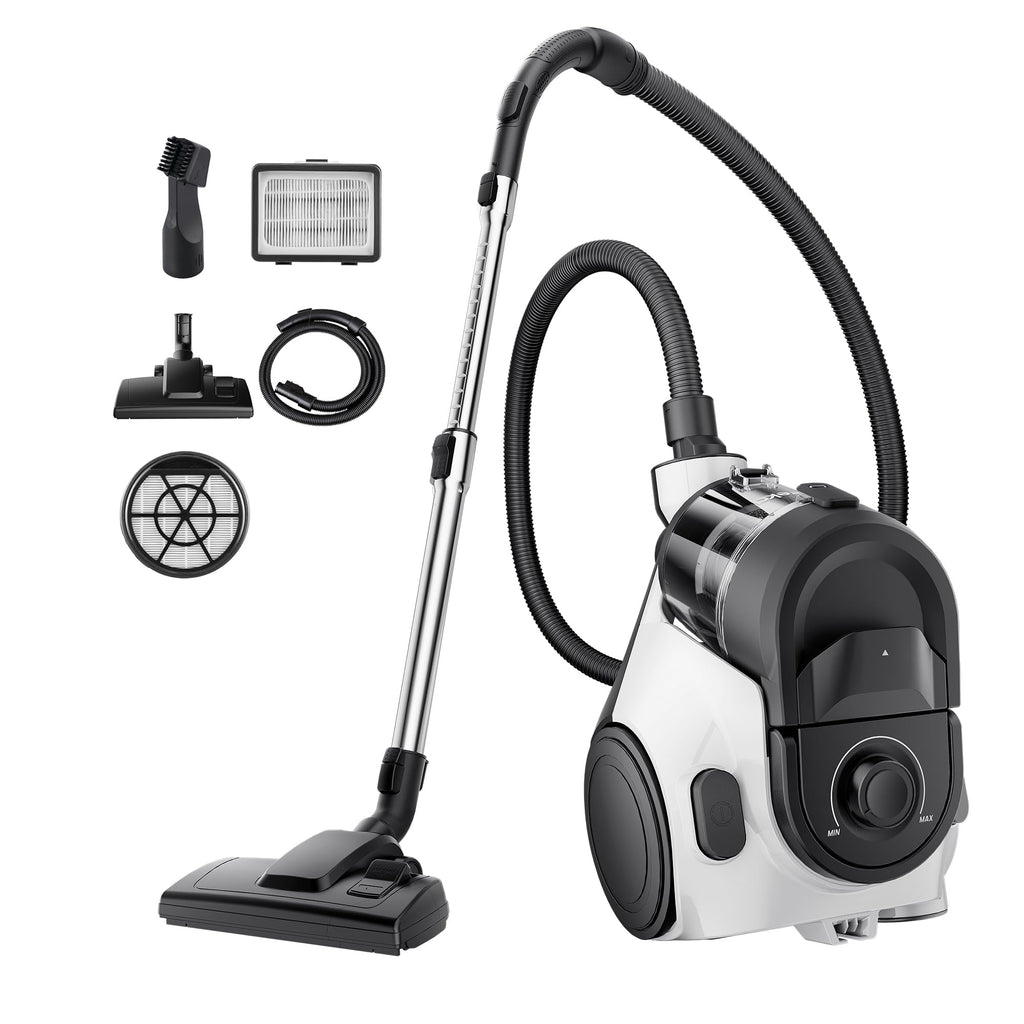 Eureka Bagless Canister Vacuum Cleaner, Household Vacuum for Home, White