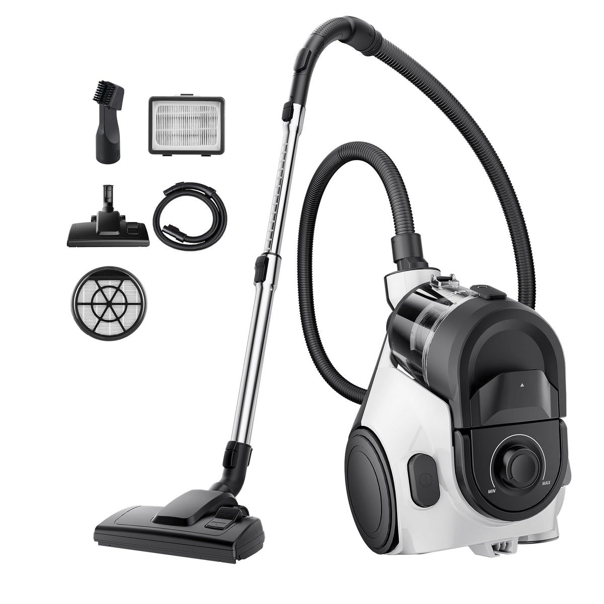 Eureka Bagless Canister Vacuum Cleaner, Household Vacuum for Home, White