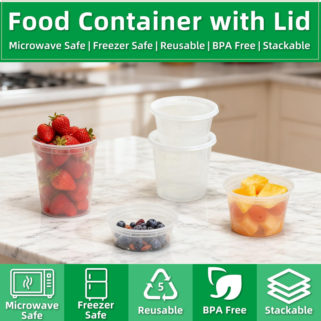 tropipak Deli Food Containers, Leakproof Storage Containers, 8 oz, 50 Pack