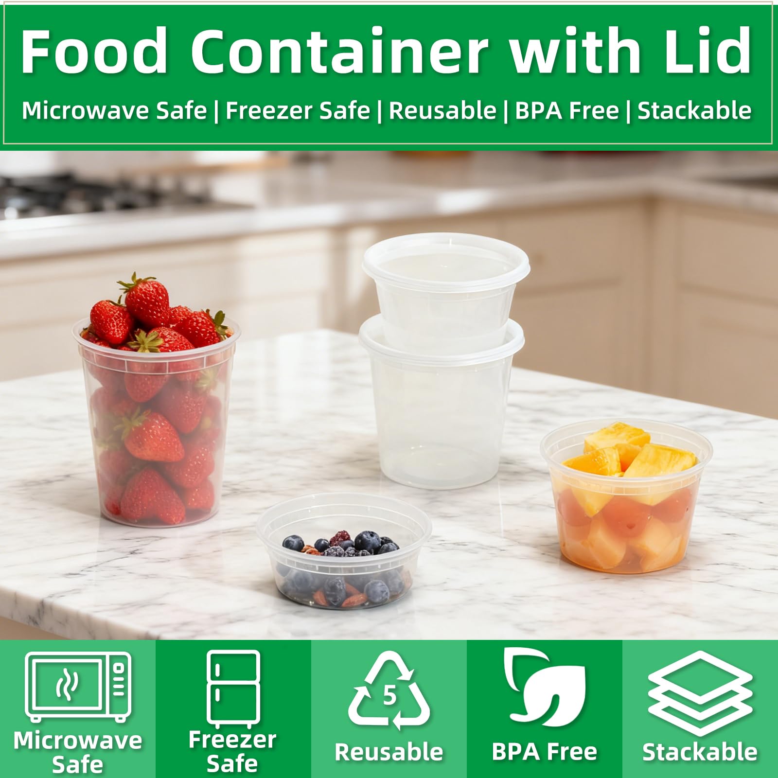 tropipak Deli Food Containers, Leakproof Storage Containers, 8 oz, 50 Pack