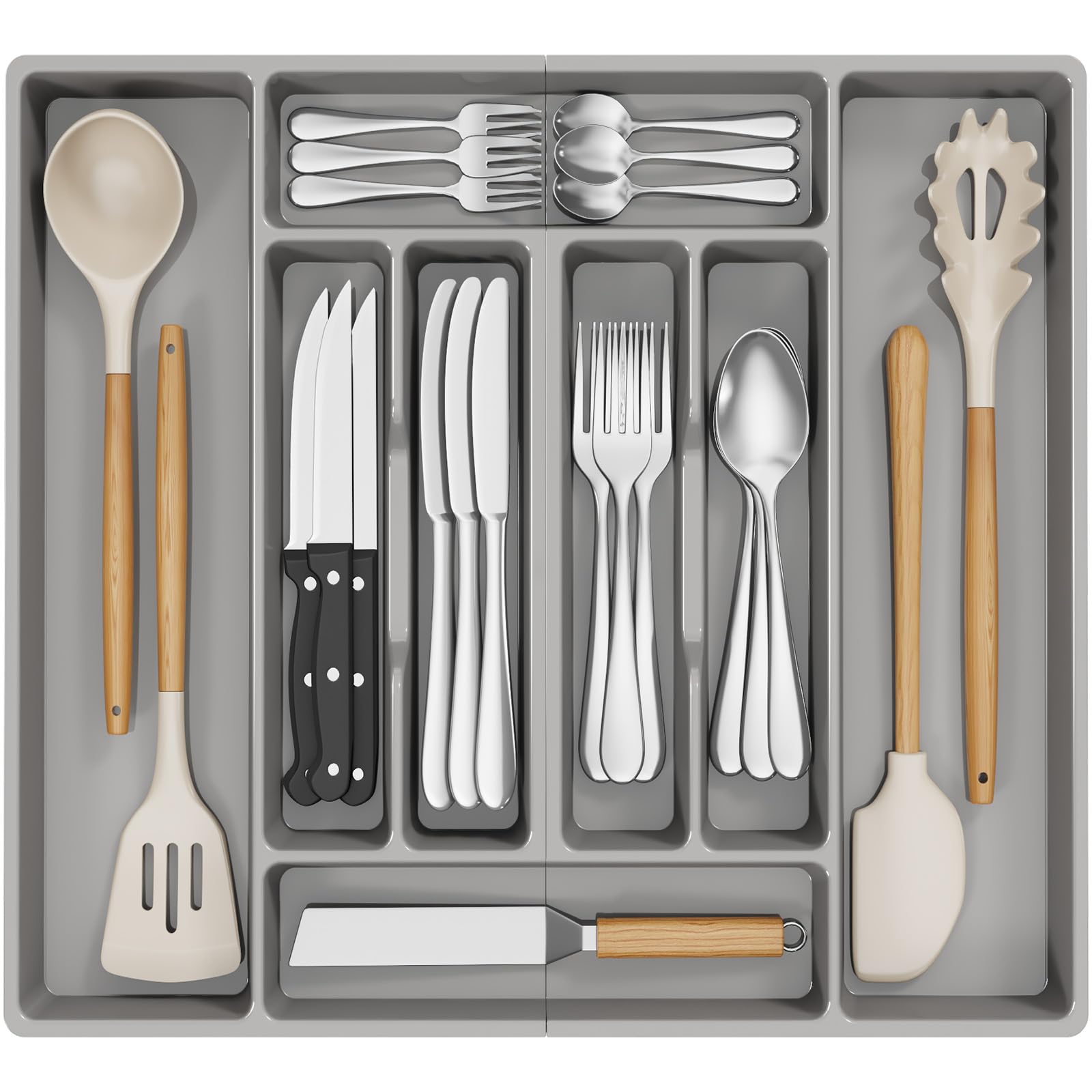 Lifewit Silverware Organizer, Plastic Kitchen Utensil Drawer Tray